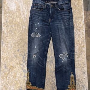 Polo by Ralph Lauren Women's Blue Jeans with Gold Embroidery